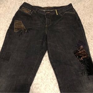 Lauren Jeans Co Fabric Patched Embroidered Beaded Embellish Womens Size 32 Waist